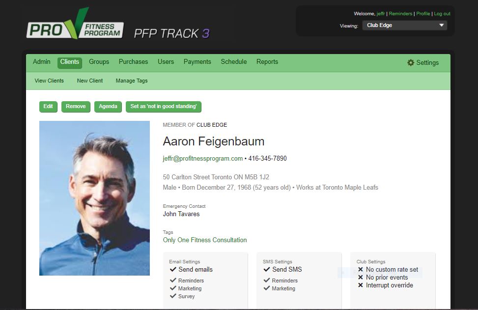 PFP Track Personal Training Software