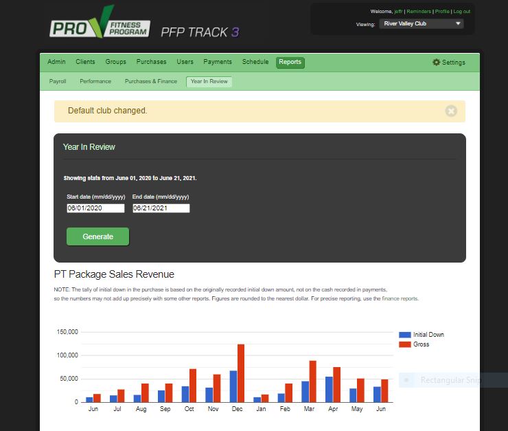PFP Track Personal Training Software